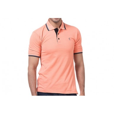 Peach Cotton Polo Shirt Imported - Buyon.pk