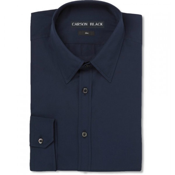 Cotton Dress Shirt for Men in Dark Blue - Buyon.pk