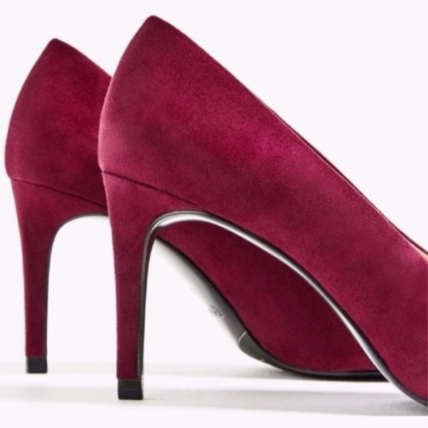 maroon heels with bow