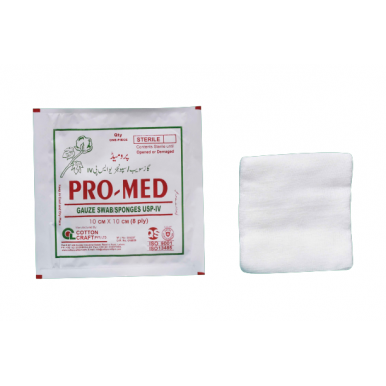 Pro-Med Gauze Swab Sponges (USP-IV) (Sterile) 10cm x 10cm (8 ply)