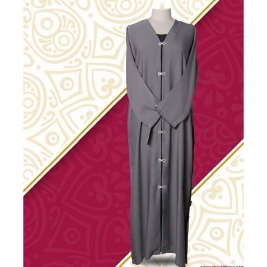 Grey Color Front Open Style Abaya