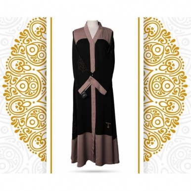 Classic Combination of Black and Coffee Color Abaya