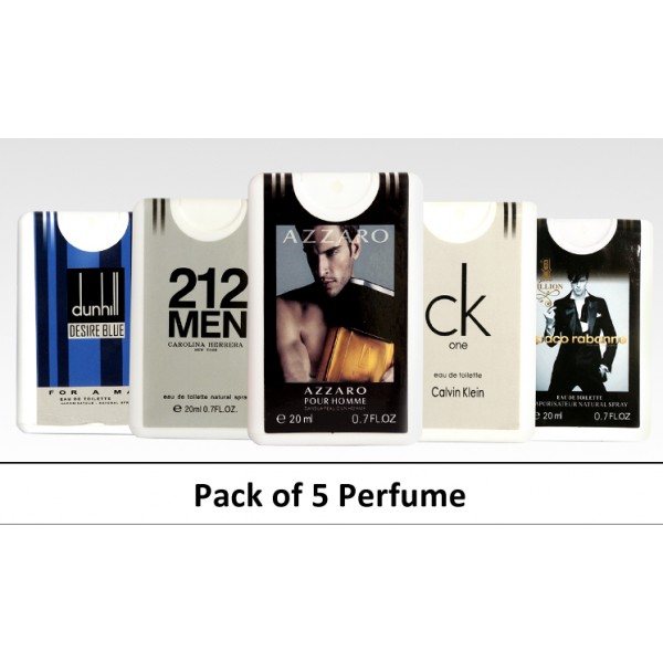 Pack of 5 Branded Replica Pocket Perfumes for Men