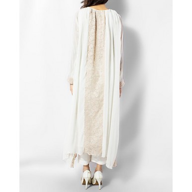 White and Fown Maxi with Sequence Touch Net
