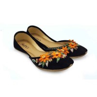 Beautilful black khussa with flowers embroidery