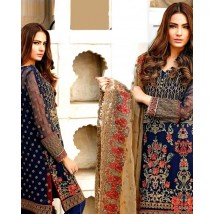 3 Piece Unstitched Chiffon Embroidered Dress - SF026