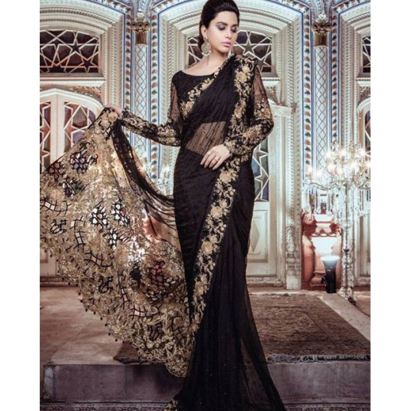 maria b saree black