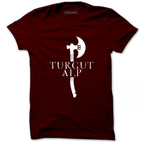 Maroon TURGUT ALP Printed Cotton T shirt For Him