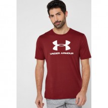 Maroon Under Armour Printed Cotton T shirt For Him