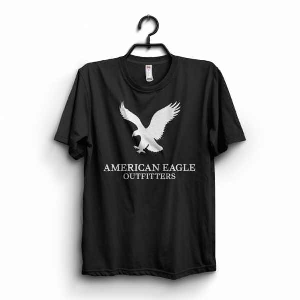 Black American Eagle Printed Cotton T Shirt For Him