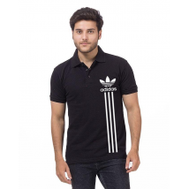 Black Adidas Printed Cotton Polo Shirt