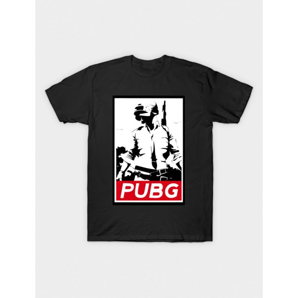 Black PUB-G Printed Cotton T shirt For Men