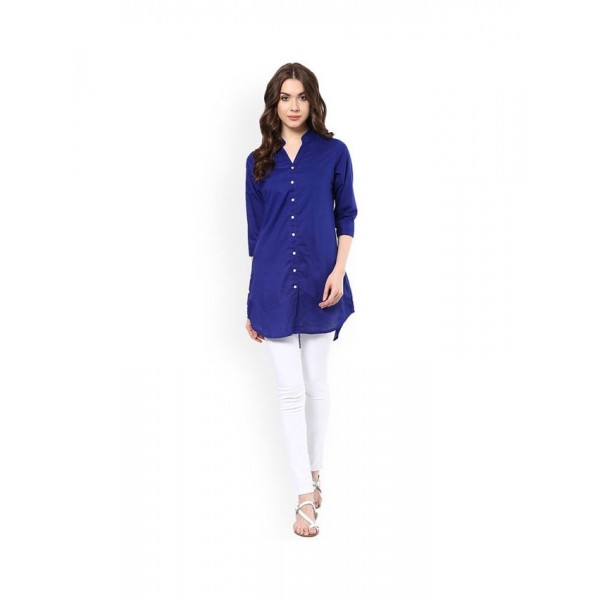 Royal Blue Button Down Shirt For Women Buyon.pk