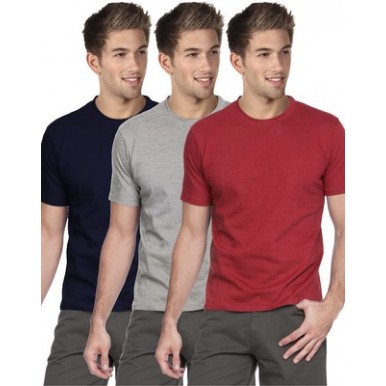 Pack of 3 Multi Color Round Neck Basic Cotton Boys Tshirt