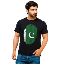 Black-Pakistan Printed Cotton T shirt For Him