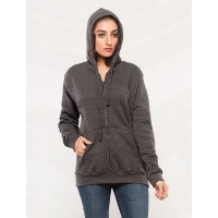 Charcoal Zipper Hoodie For Her