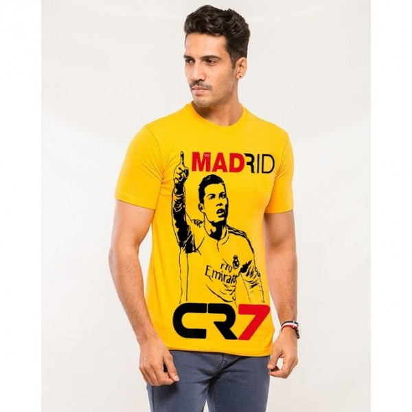 Yellow Colour Graphics T shirt for Men - CRT27