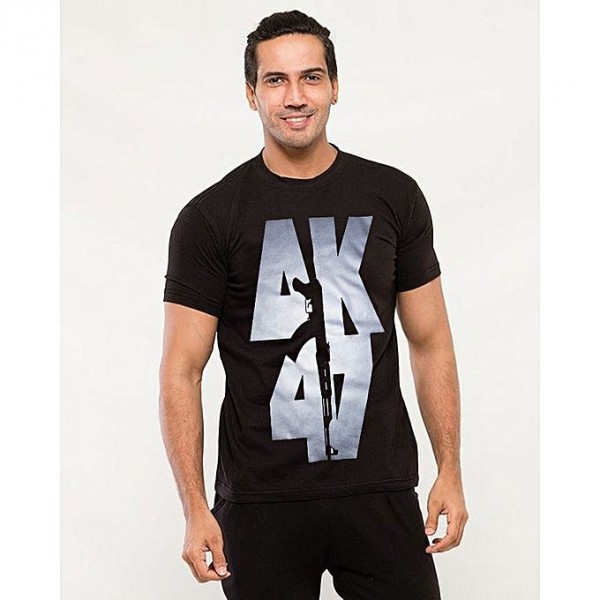 Black AK-47 Printed T shirt For Him
