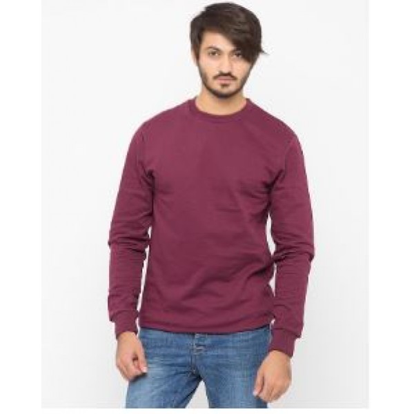 Maroon Plain Sweat Shirt For Him - Buyon.pk