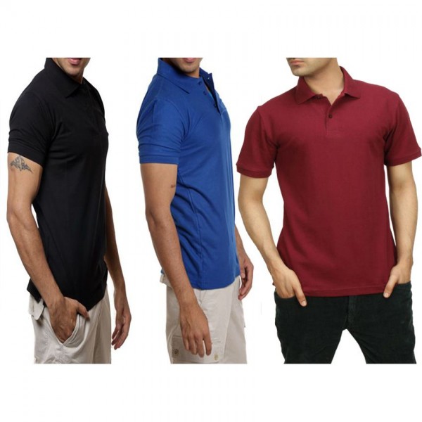 Bundle Offer Pack of 3 Plain Different Colors Polo T-shirts