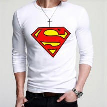 White Round Neck Full Sleeves Superman Printed T shirt