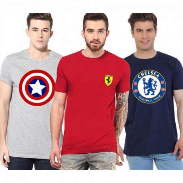 Pack of 03 Graphics Cotton T shirts