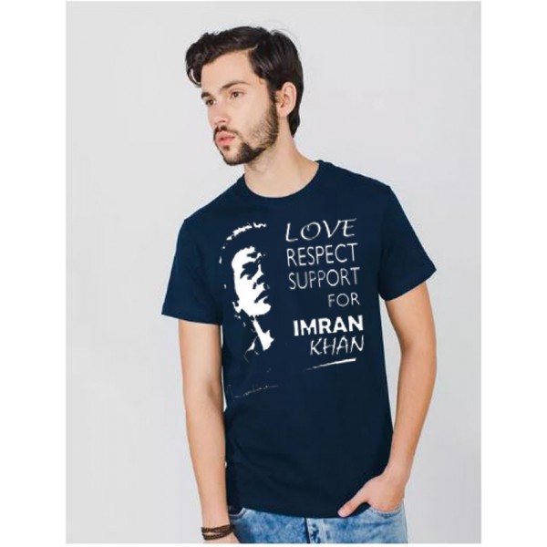 Navy blue Support Imran Khan Printed T shirt For Him