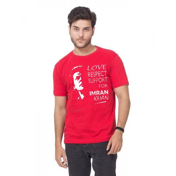 Red Imran Khan Printed T shirt For Him