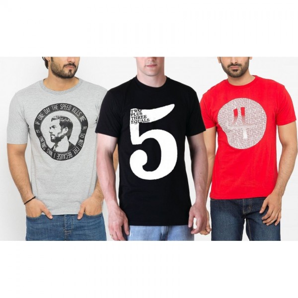 Pack of 03 Cotton Printed T shirts for him