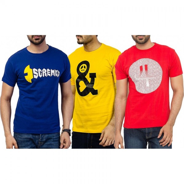 Pack of 3 Printed T shirts for Men - 087
