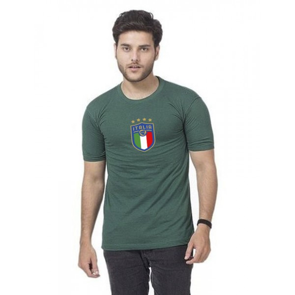 Green ITALIA Printed Cotton T shirt For Him
