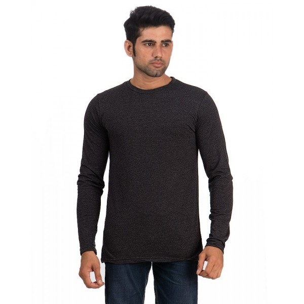 Charcoal Men Round Neck Full Sleeves T shirt - Buyon.pk