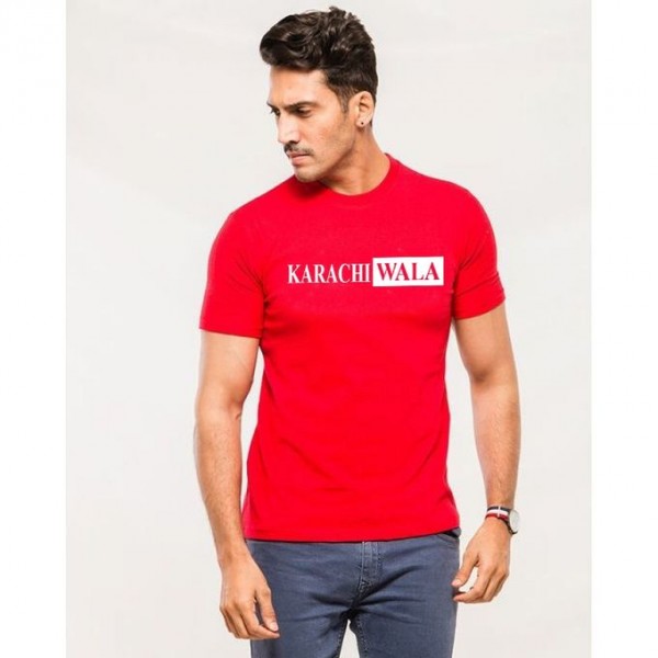 Red Karachi Wala Graphics T shirt For him Buyon.pk