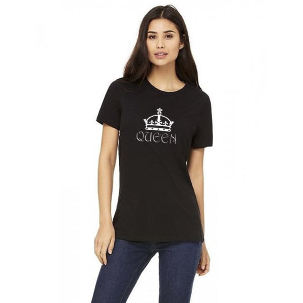 Black Queen Printed Cotton T shirt For Her