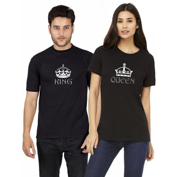 Black KING QUEEN Printed Bundle For Couple