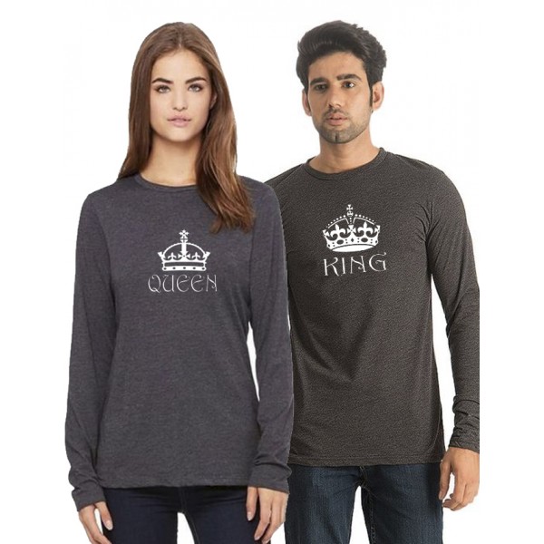 Charcoal KING QUEEN Printed T shirt Bundle For Couple