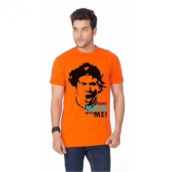 Orange Color Messi Printed T shirt For Him