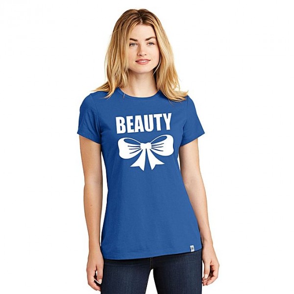 Royal Blue Beauty Printed Cotton T shirt For Her