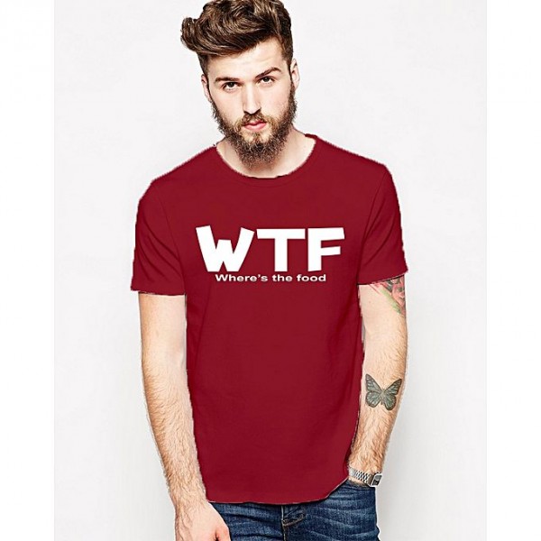 Maroon WTF printed t shirt for him