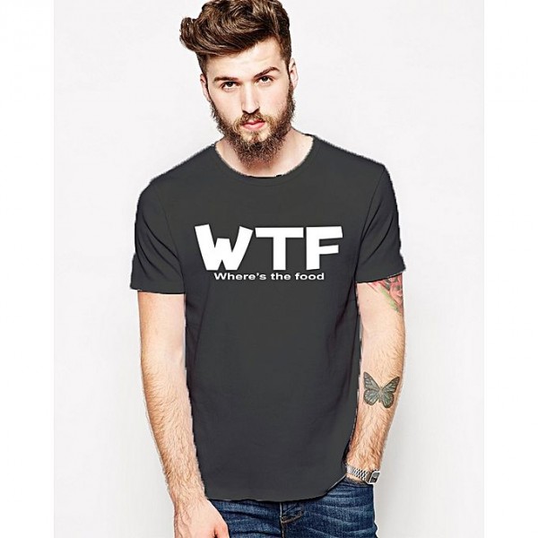 Charcoal WTF printed t shirt for him