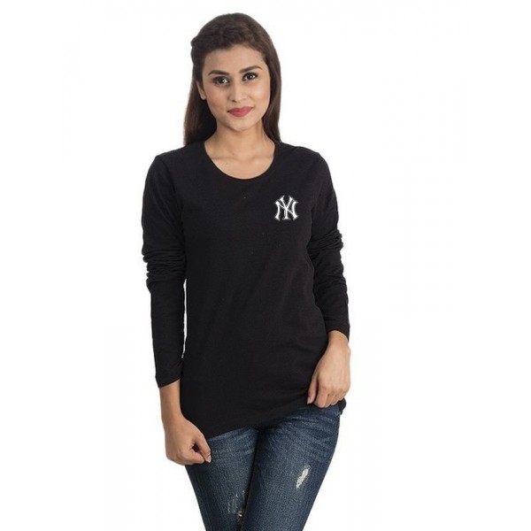 Black NY logo printed t shirt for her