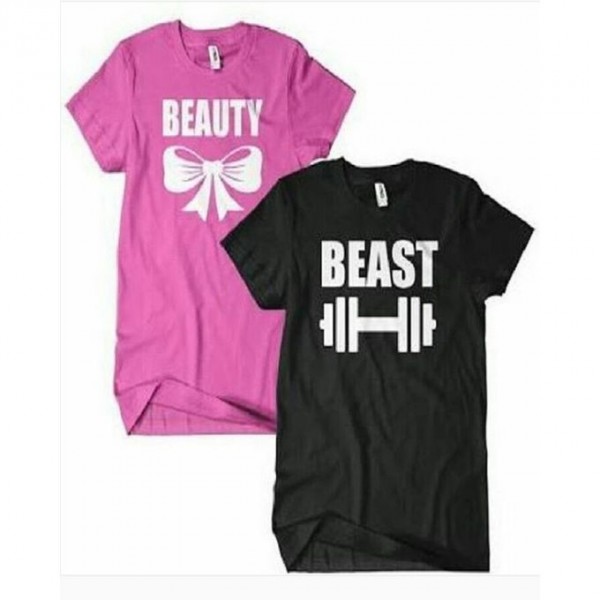 Printed T shirt Bundle For Couple - Beauty and Beast