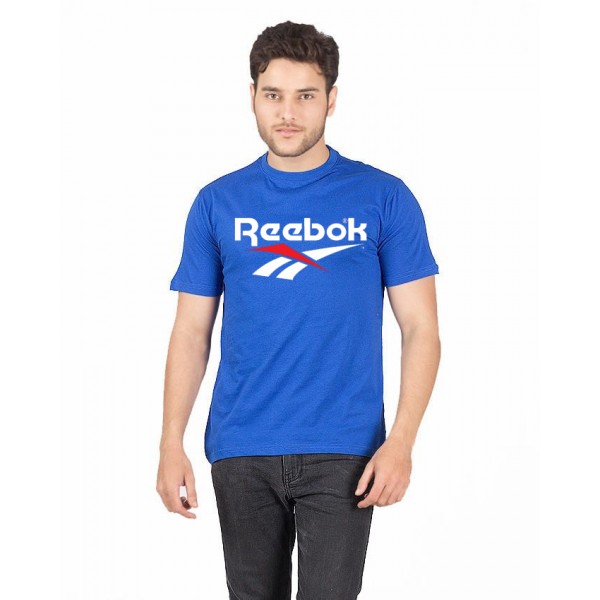 Royal Blue Reebok Printed Cotton T shirt For Him