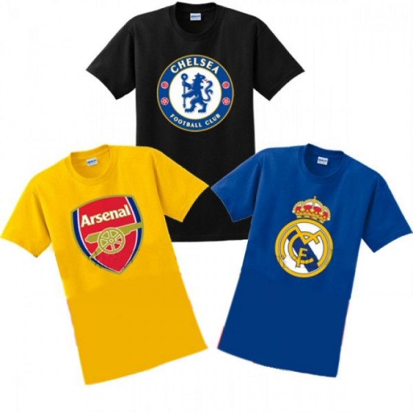 Pack of 03 Soccer Clubs Printed Cotton T shirts For Him