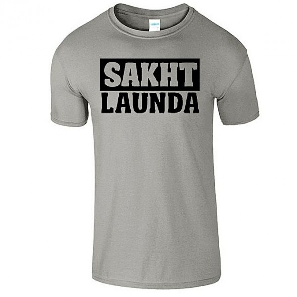 Sakht Launda Printed T shirt For Him - Steel Grey