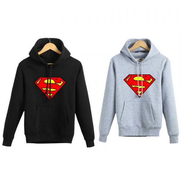 Pack of 02 Superman Hoodies for Winters in Black and Grey Color