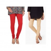Pack of 02 Plain Tights For Her - red and beige colour