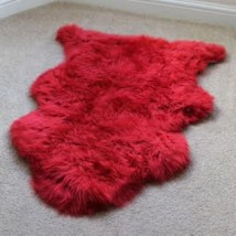 RED SHEEPSKIN RUG AREA RUG