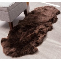 Large Chocolate Brown Sheepskin Rug Double Pelt 2x6 ft