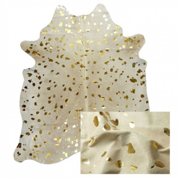 Buy Gold metallic on white cowhide rug online in Pakistan Buyon.pk